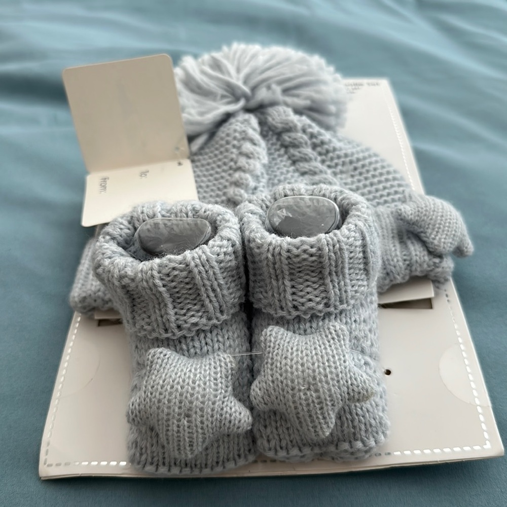 First Steps by Stepping Stones 2 pc Hat and Bootie Set